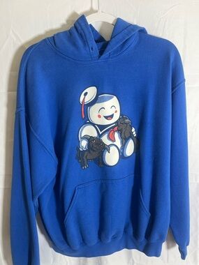 Gildan Blue Pullover Hoodie Stay Puft Marshmallow Man Character Graphic